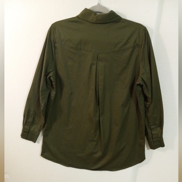 Susan Graver Dark Green Button Up Blouse Size 10 - Picture 4 of 10